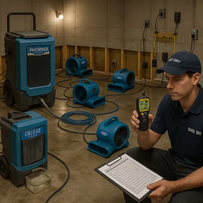 Structural Drying and Dehumidification process in Surfside Beach, SC